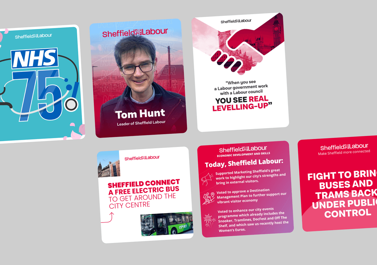 Campaign graphics designed for Sheffield Labour
